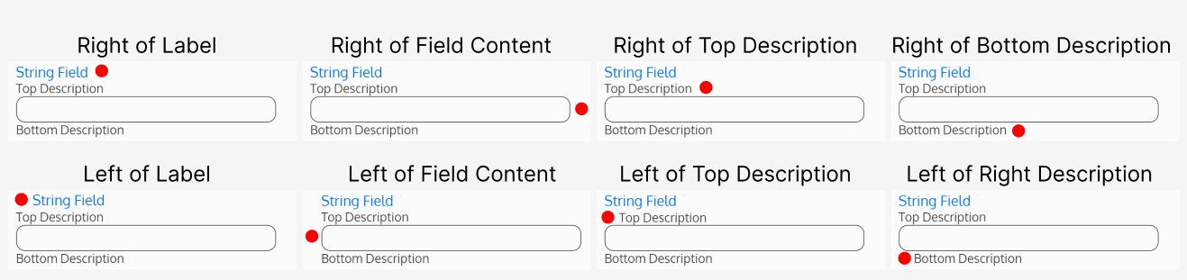 Screenshot of the different positions for asterisk, AI enhance, and help button