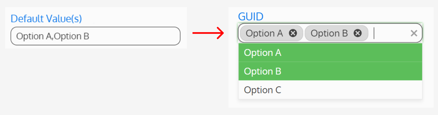 Screenshot of an example Default Options