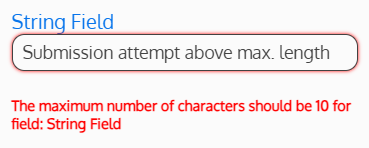Screenshot of Maximum Length error message
