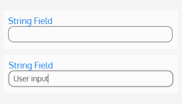 Screenshot of two string fields - an empty on and one with user input